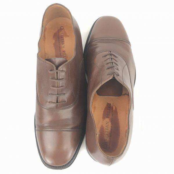 Christian Peret France Leather Straight Tip 26.5 Brown Dress Shoes Business(USED)