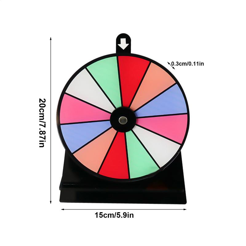 Preisrad, rutschfestes Glücksrad, Spielkreisel mit Ständer, löschbare Acrylplatte, Roulette-Rad, 12 Schlitze, Tisch-Preisrad