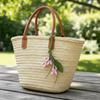 Handmade Flower Pu Keychain Hanger Bag Pendant Lovely Tulip Bouquet Leather Pendant  Women