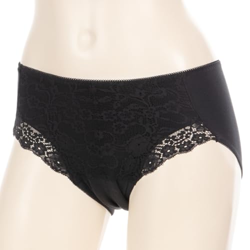 Atsugi Shefree Heavy Flow Sanitary Panties with Front Lace, Cotton Blend, Compatible with Winged Pads, 87433AS