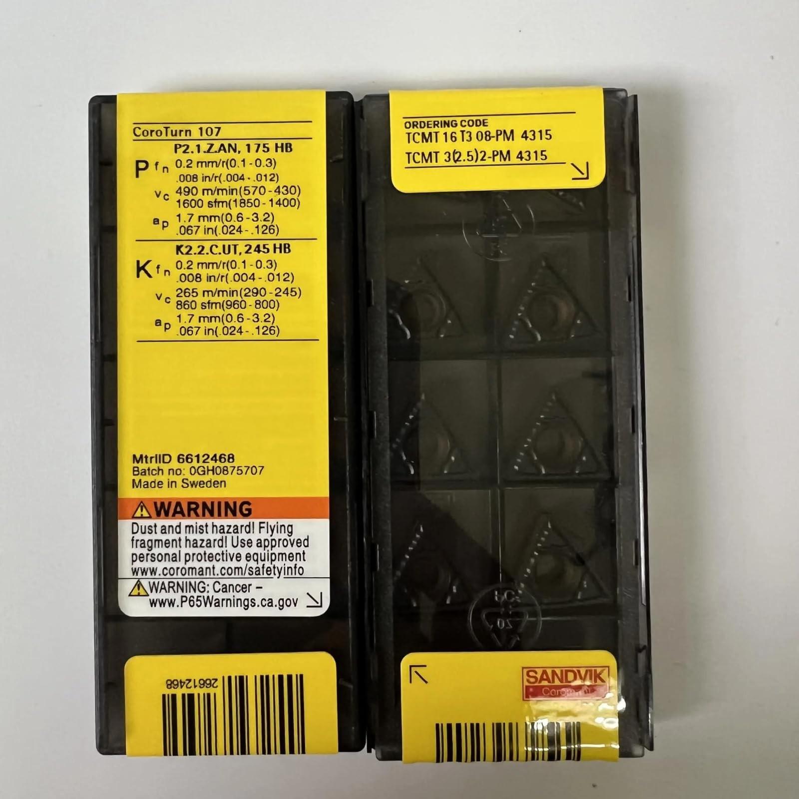 

TCMT16T308-PM 4315 Industrial indexable Carbide Inserts 10 PCS