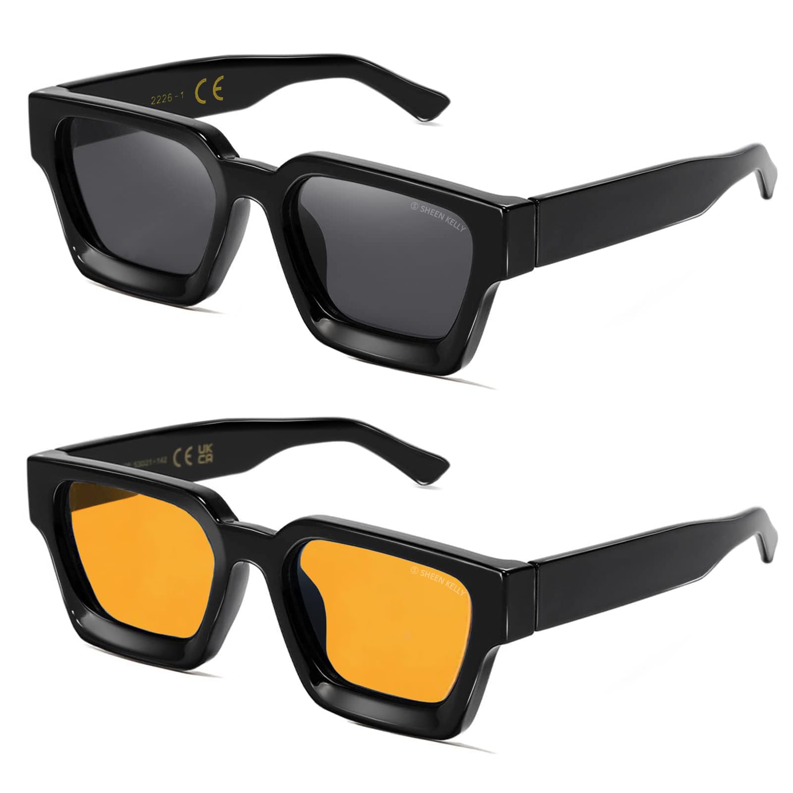 

Retro Square Sunglasses for Men Women Trendy Thick Rectangle Chunky Frame Black Shade Fashion 90s Glasses Sunglasses Retro [SHEEN KELLY]