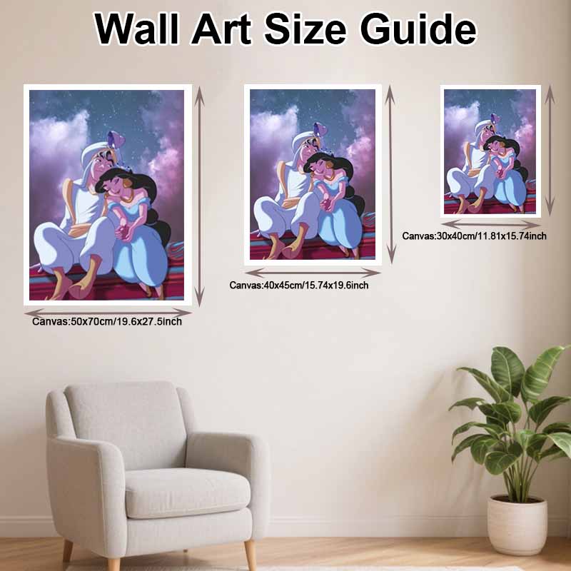 Disney Diamond Painting Kit Aladdin Princess Jasmine 5D DIY, suitable for beginners and craft lovers, interior space decoration