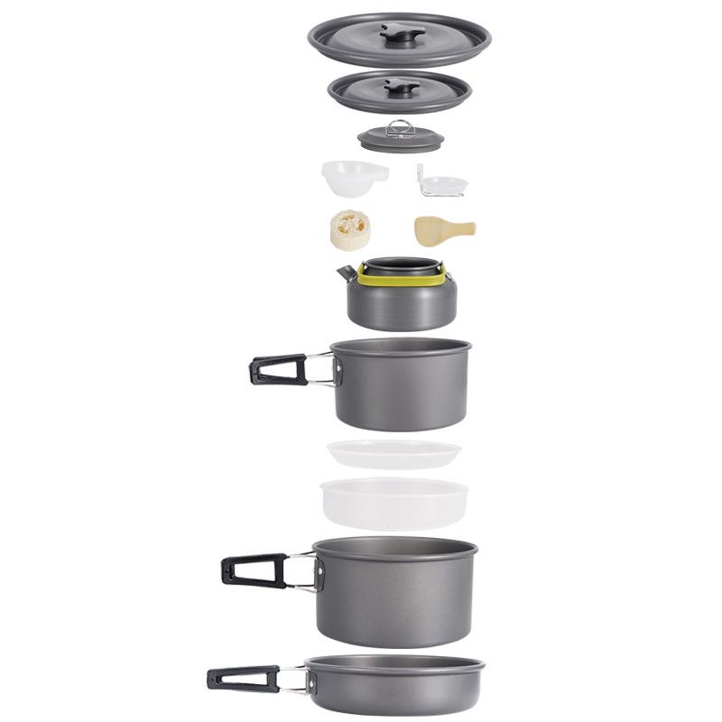 Non-Stick Portable Cookware Set with Teapot for 5-6 People - DS-508 Camping & Picnic Set