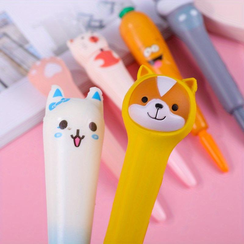 10pcs 0.5mm Cute Pen Pinched and Neutral Pen Student School Supplies Cartoon Creative Stationery Soft Neutral Pen
