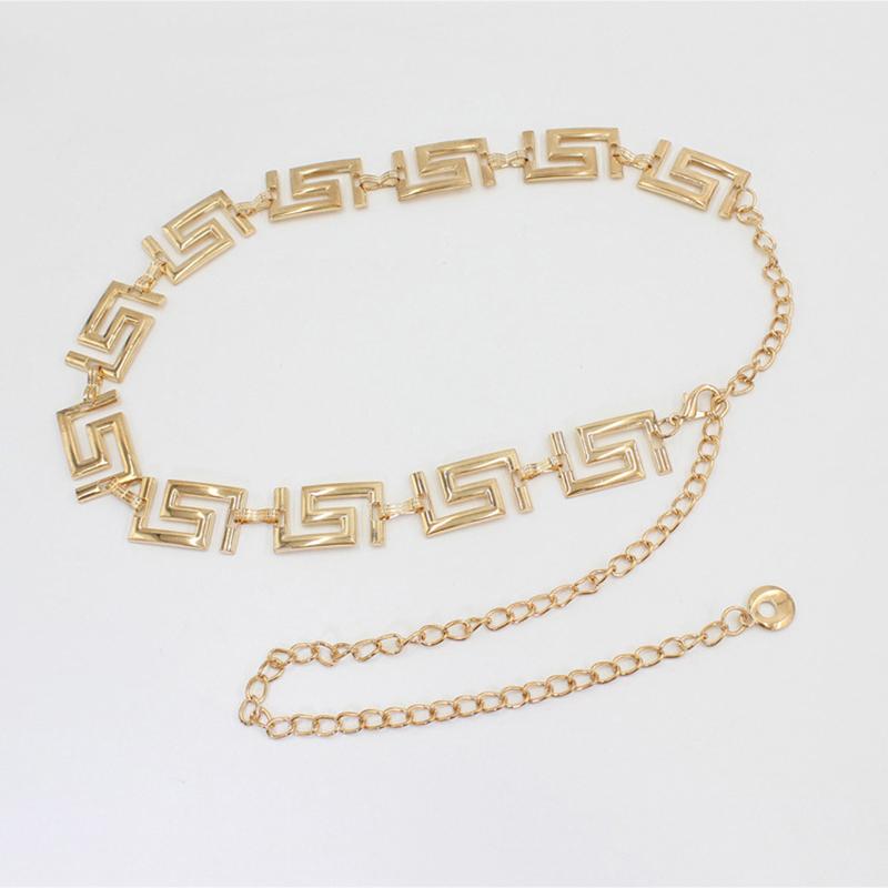 Metal Geometric Waist Chain Adjustable Belt Body Chain Jewelry For Women Shirt Dress Decorative Waist Chain
