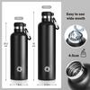 Fjbottle 1000ml Botella Deportiva de Acero Inoxidable con Aislamiento al Vacío y Mosquetón, Antiderrames, Libre de BPA, Botellas Termo