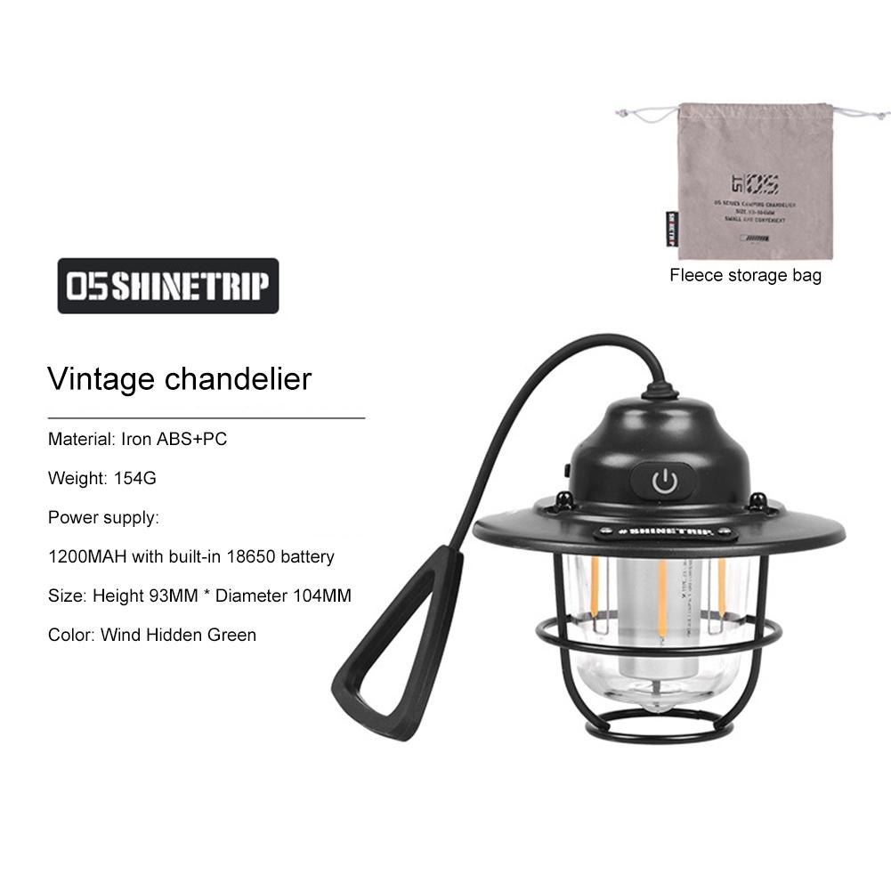LED Decorative Hanging Lights Waterproof Retro Camping Tent Light Battery Indicator with Hook Dimmable for Outdoor Equipment