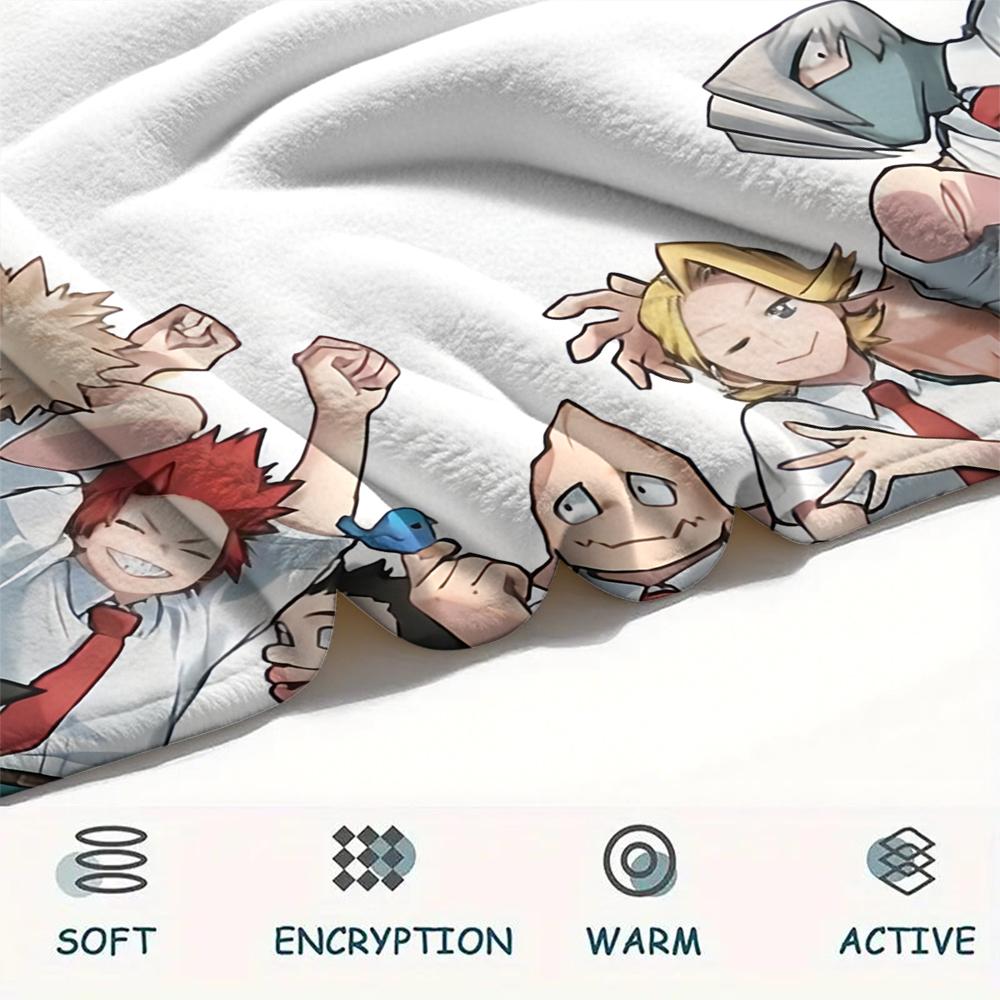 My Hero Academia Black & White pattern Flannel Blanket, High quality Comfortable for All Seasons, Home Decor, Warmth and Comfort, Perfect for Gifts.