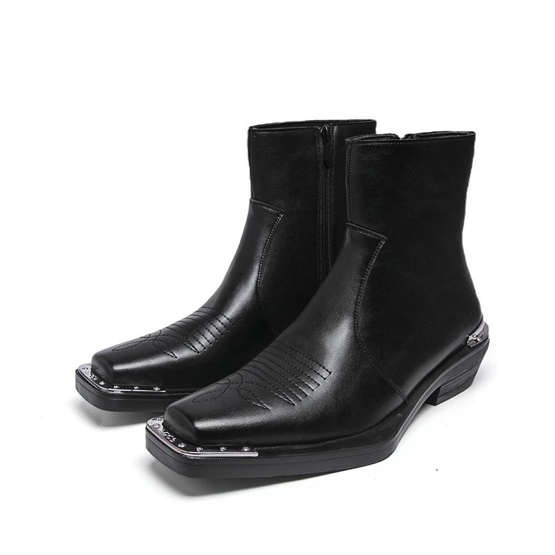 

Мужские высокие черные кожаные ботинки, нарядные, формальные, деловые ботильоны, обувь для смокинга, свадебная обувь, большие размеры EU:46 чёрный