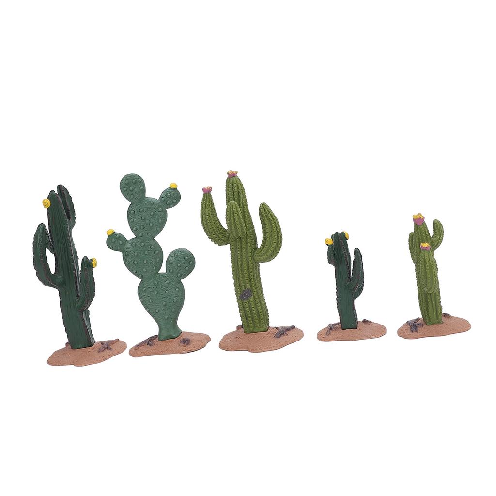 5pcs Artificial Mini Cactus Figurines Lifelike Simulated Cacti Plant Ornament for Sand Table Decoration