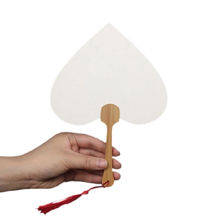 Chinese Rice Paper Fan White Round Fan with Tassels DIYs Blank Fan Decors