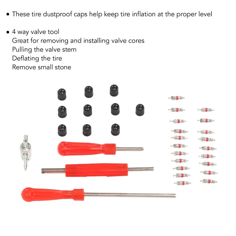 34PCS Multi-Style Wrench Valve Stem Installation Tool Tire Leak Repair & Maintenance