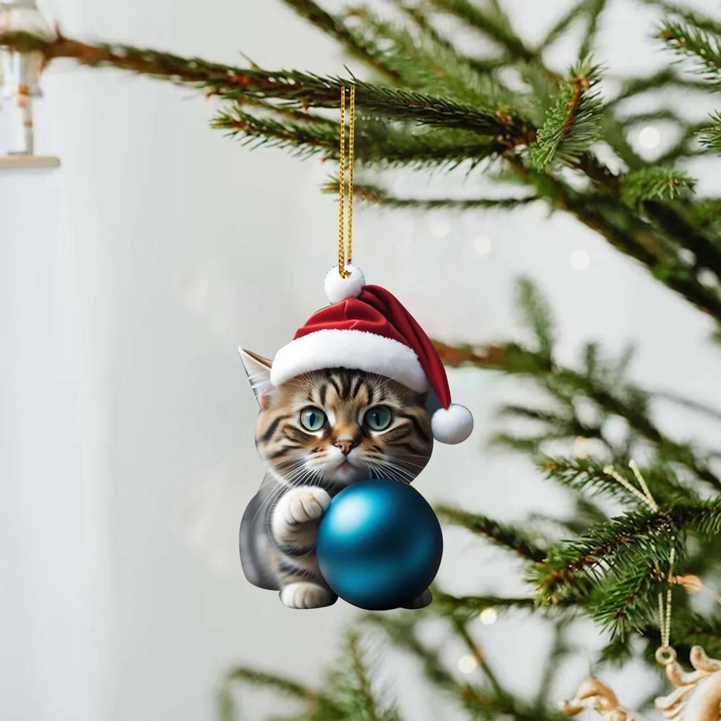 Cartoon süße Katze 2023 Weihnachtsschmuck hängende Dekoration Geschenk Weihnachten hängender Baum personalisierter Anhänger Partyzubehör