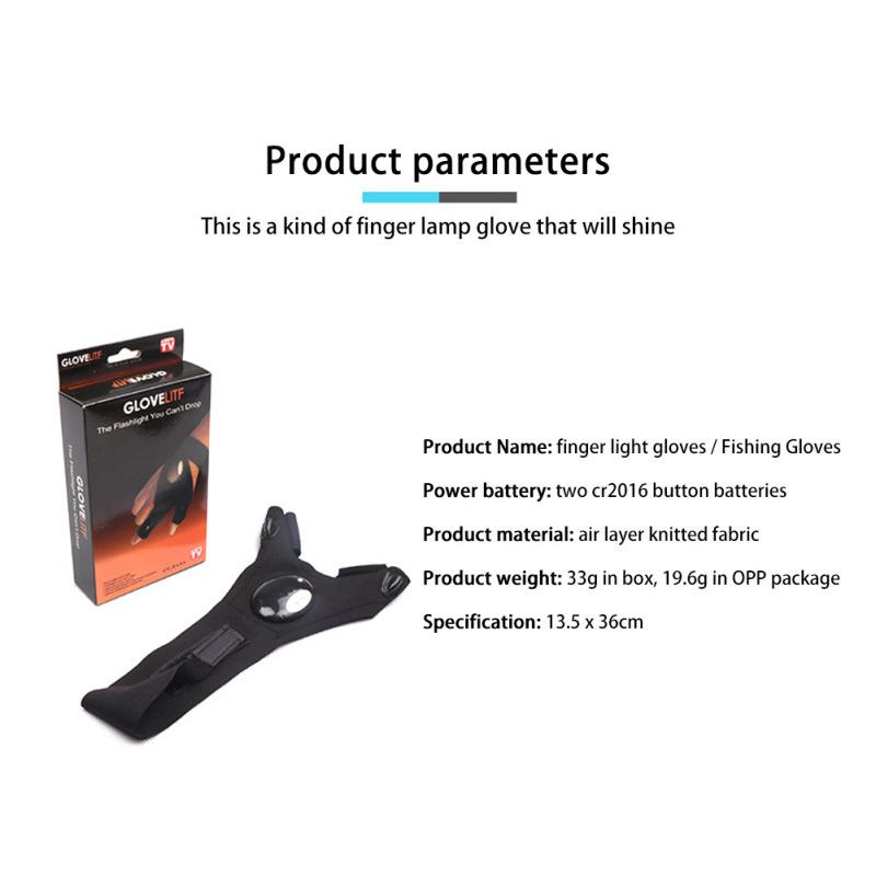 Outdoor Led Sports Fingerless Glove With Lights High Brightness Luminous Gloves For Fishing Cycling