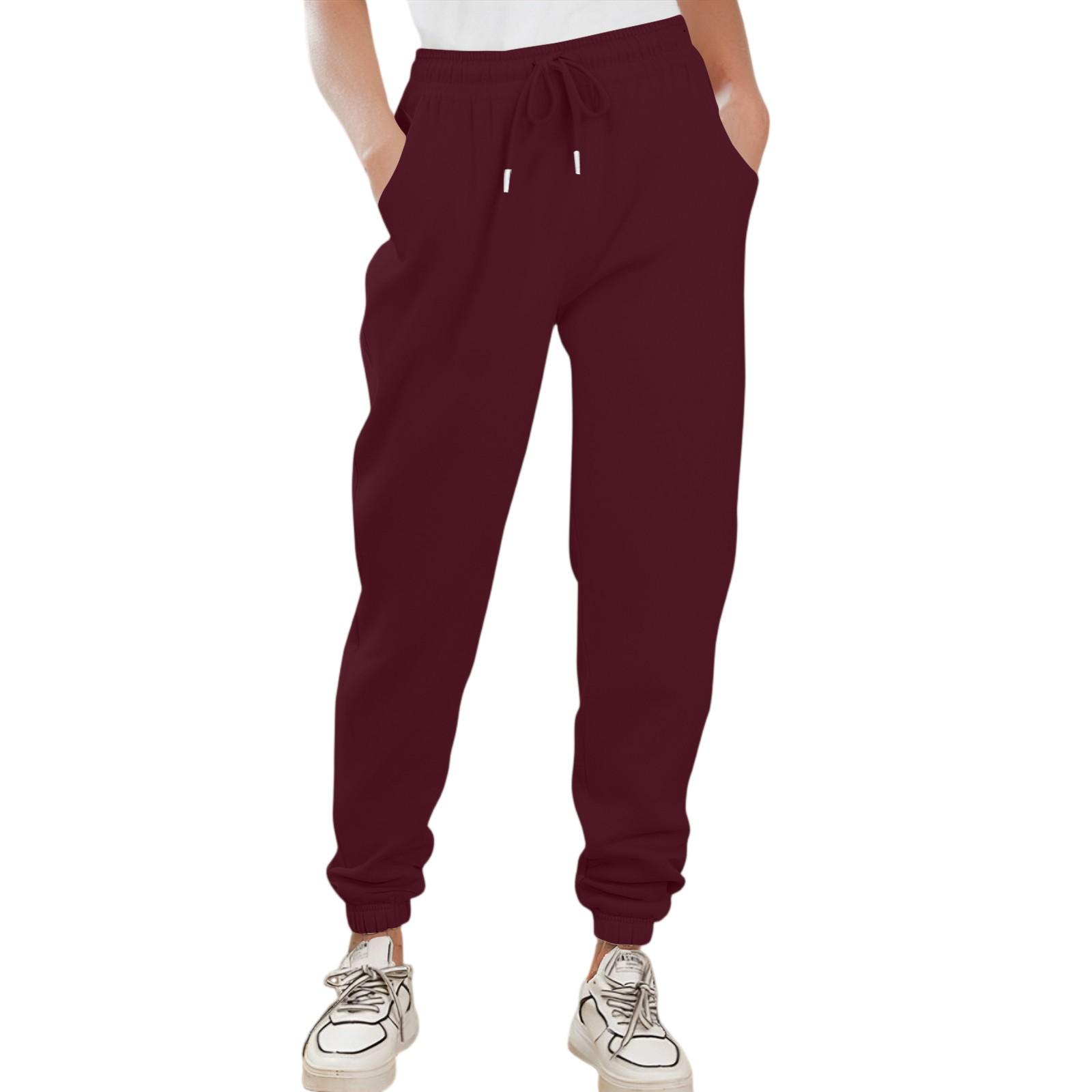 

Спортивные брюки-карго для женщин, спортивные, однотонные, с карманом на шнурке, повседневные спортивные брюки XL винный