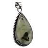 Prehnite Natural Gemstone Antique Silver Plated Pendant 2" J 1603