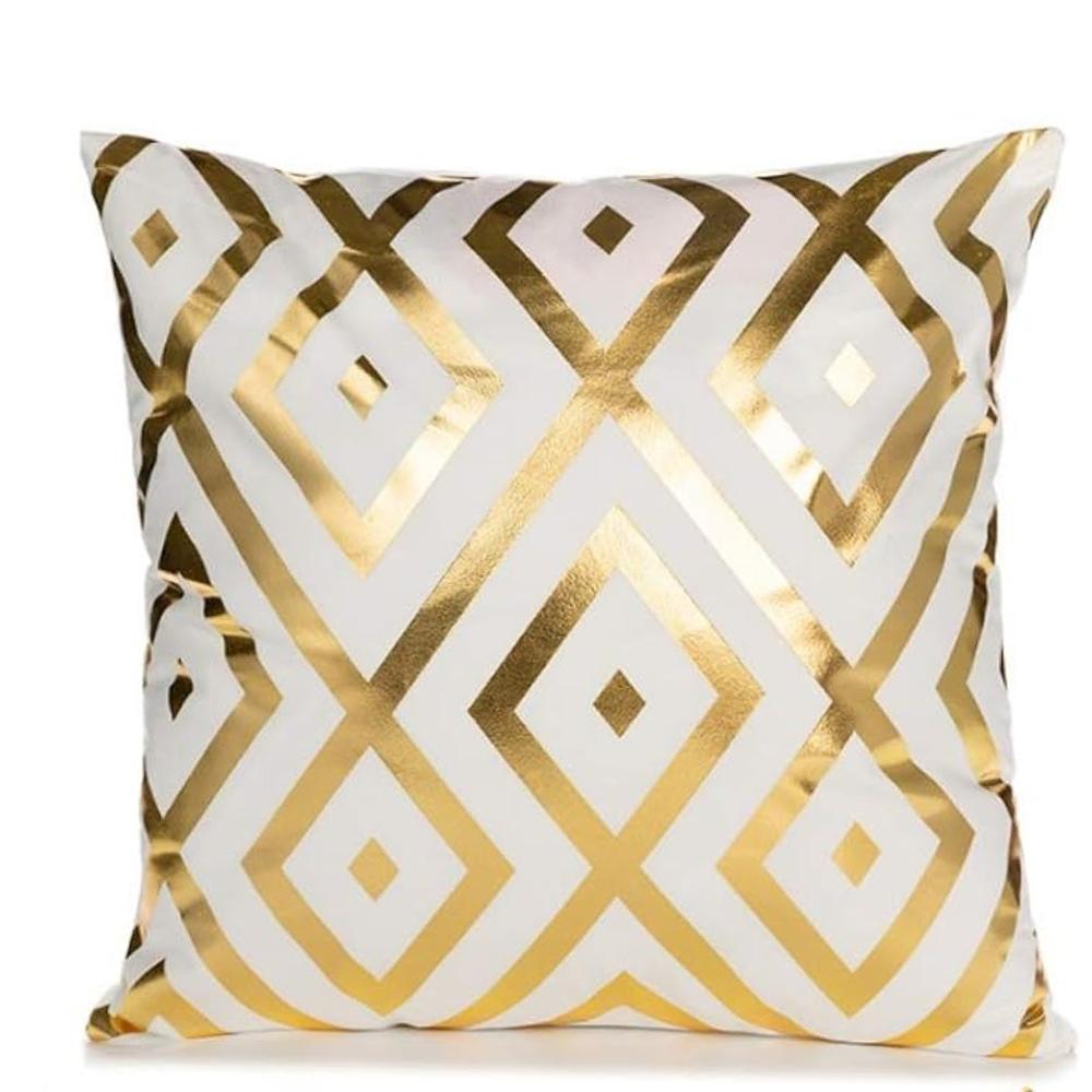 Glamorous Gold Geometric Pattern Pillowcasesliving Room Sofa Cushion Cover, Soft And Comfortable, Bedroom Room Decoration