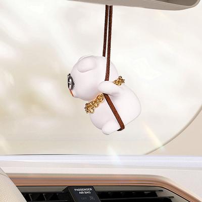 Car Pendant Cute Anime Little Pig Swing Auto Rearview Mirror Hanging Ornaments Interior Decoration Accessories