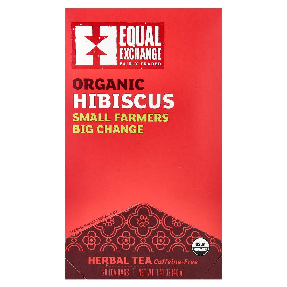iHerb Equal Exchange Hibiscus Herbal Tea, Caffeine-Free, 20 Tea Bags, 40g (1.41 oz)