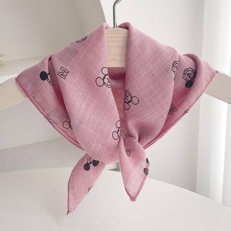 Cute Cotton And Linen Children'S Scarves Thin Silk Scarves For Boys And Girls Small Square Scarves For Babies Triangular Drool Bibs For Babies