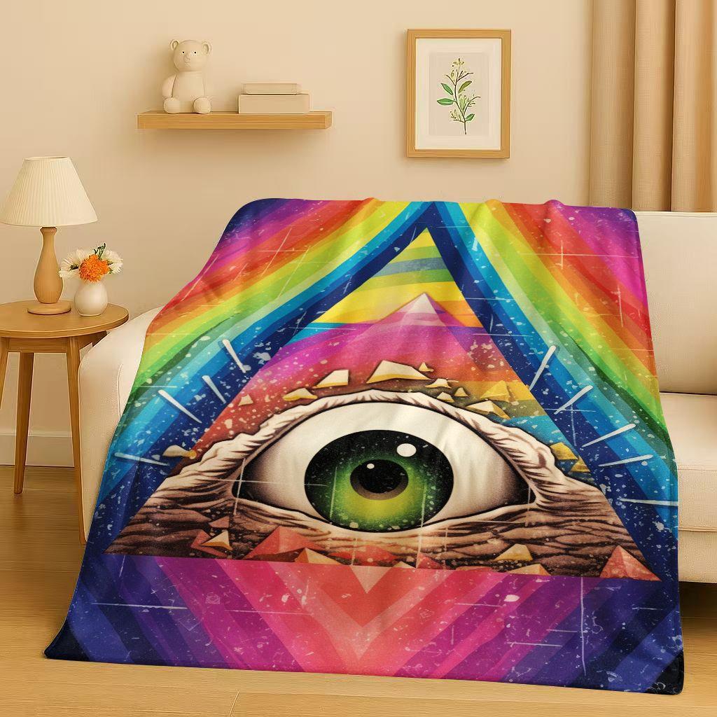 Freemasonry All Seeing Eye Symbol Evil Eye Art Flannel Blanket,Ultra Soft Warm Plush Throw for Home Bedroom Bed Sofa Cover Kids