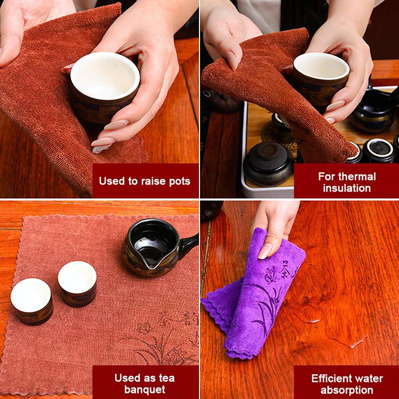 30*30cm Absorbent Thick Tea Towel, Professional Tea Table Cloth, Super Absorbent, High-End Tea Cleaning Coaster Accessories