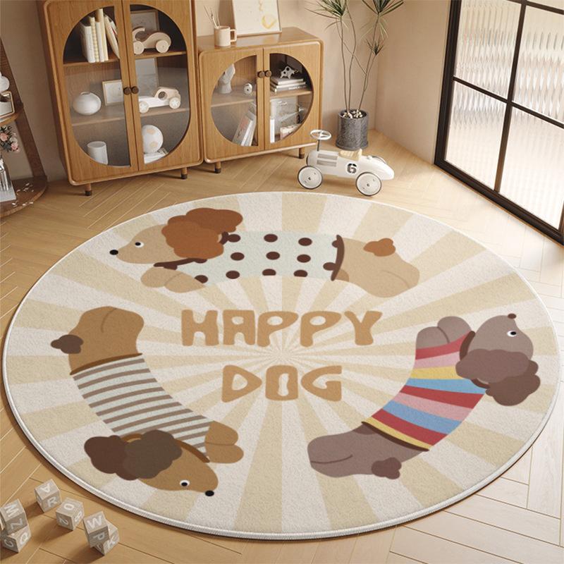 Cute Cat Round Carpet Cartoon Animal Kids Room Decor Floor Mat Soft Non-Slip Area Rug for Living Room Bedroom Playroom Entryway