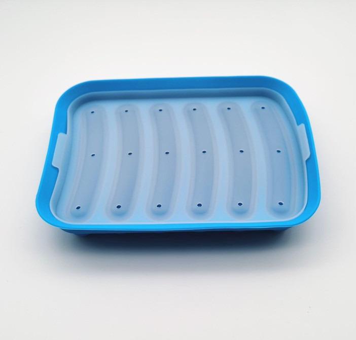 

1 шт. Гибкая форма для хот-догов с антипригарным покрытием, 6 ячеек, для лотка для кубиков льда, хлеба, конфет, шоколада и торта, для приготовления домашних сосисок синий