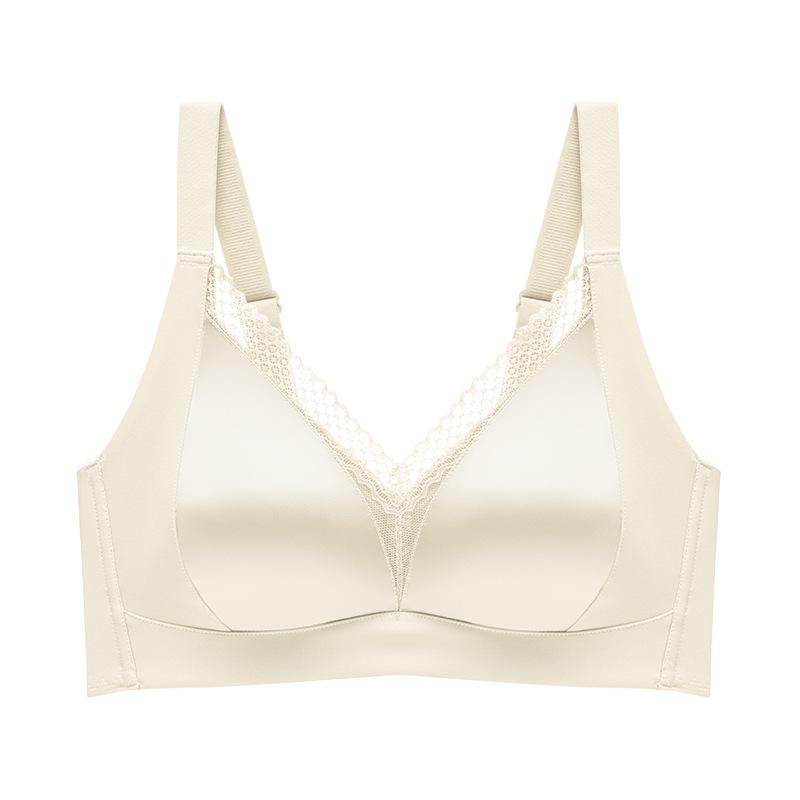 Traceless large-breasted graphic bra with double breasts, full cup, anti-sagging bra.