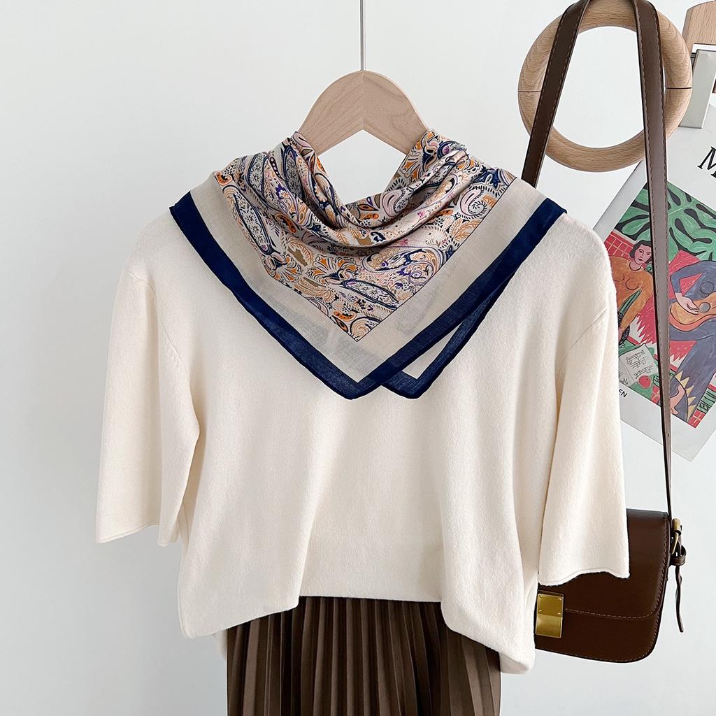 Early autumn new silk cotton square scarf women's professional decoration small scarf Korean shawl neck protection scarf temperament headscarf