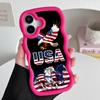 USA Amerikansk flagga Vågig kant TPU Mobilskal för iPhone 17 16 15 14 13 12 11 Air Pro Max Plus Färgglatt Fodral