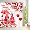 Red Love Hearts Tree Valentine's Day Shower Curtain Romantic Rose Flower Leaves Bathroom Decor Fabric Bath Curtains with Hooks