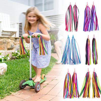 2 Stück Regenbogen-Fahrradschlangen für Kinder, für Mädchen, Jungen, Kinder-Quaste, Roller, Bänder, Fahrradlenker