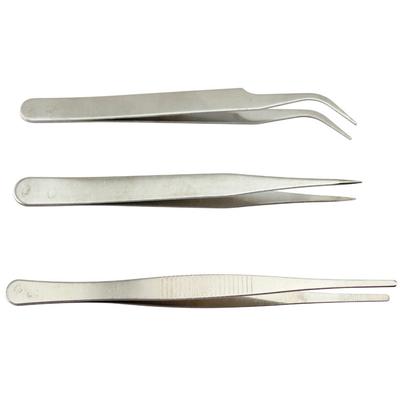 3 Pcs Repair Precision Assembly Set Tool Stainless Steel Electronic Tweezers