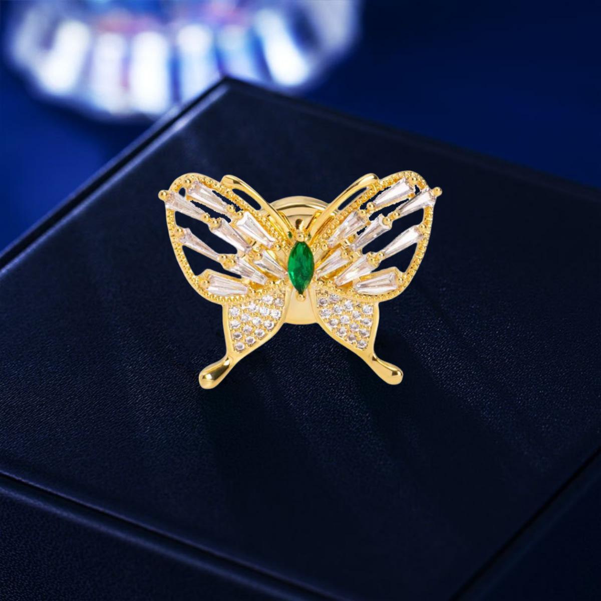 

Роскошная брошь-бабочка с магнитной пряжкой и темпераментом для женщин, эксклюзивный корсаж для шеи, универсальные аксессуары для одежды Electroplated real gold золотой