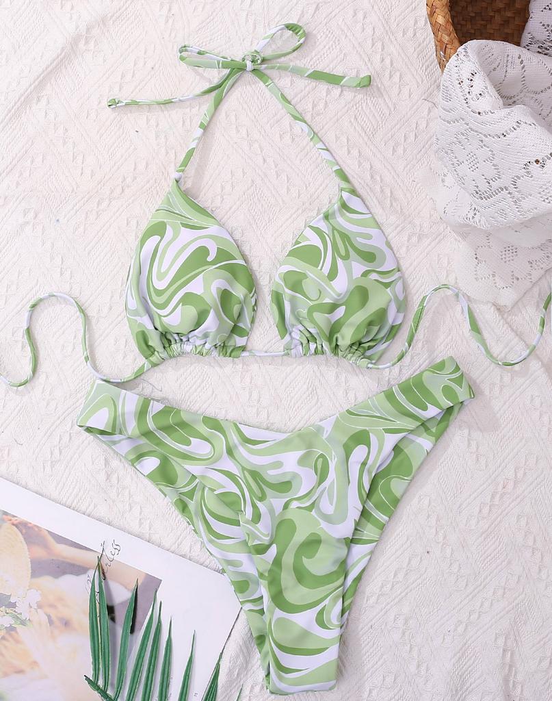 Micro Bikini Sexy Women Swimwear Print Halter Backless Thong Brazilian Swimwear Bikini Set Bikini Beachwear