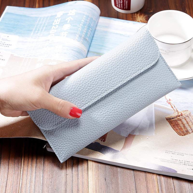 New Korean Japanese Style Women's Long Wallet - Large Capacity, Lychee Pattern, Coin Purse & Phone Holder.