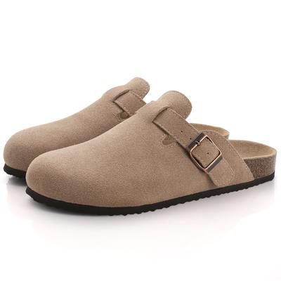 Fashion Comwarm Women's Suede Clogs Slippers Leather Mules Men Classic Cork Flats Slipper Outdoor Cork Footbed Sandals with Arch Support