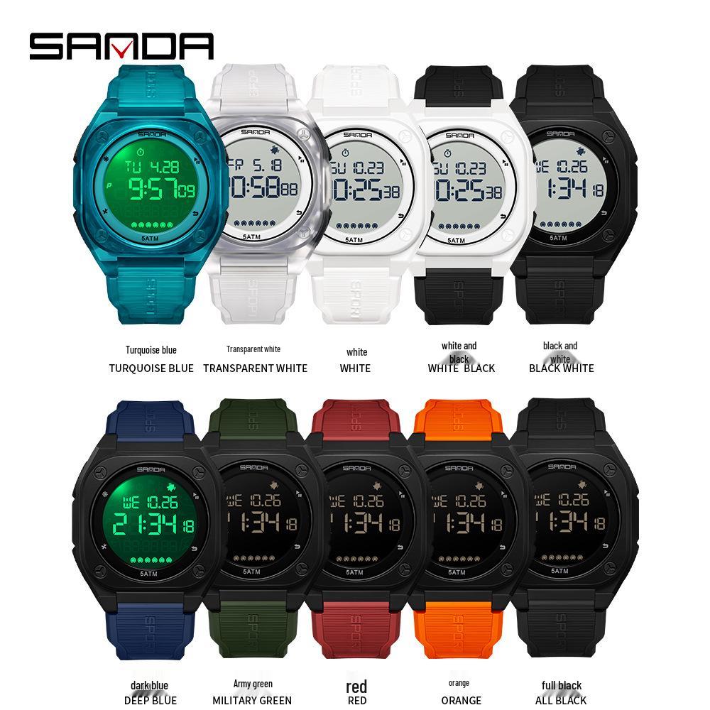 Sanda Multifunctional Luminous Waterproof Student Countdown Watch with Alarm