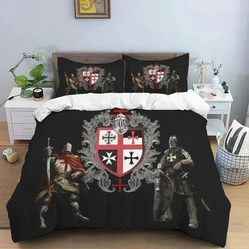 Medieval Knights Templar Patterns Supplies Set Duvet Cover Set Bedding Sets Adults Bed Pillowcases No Filling Birthday Gifts