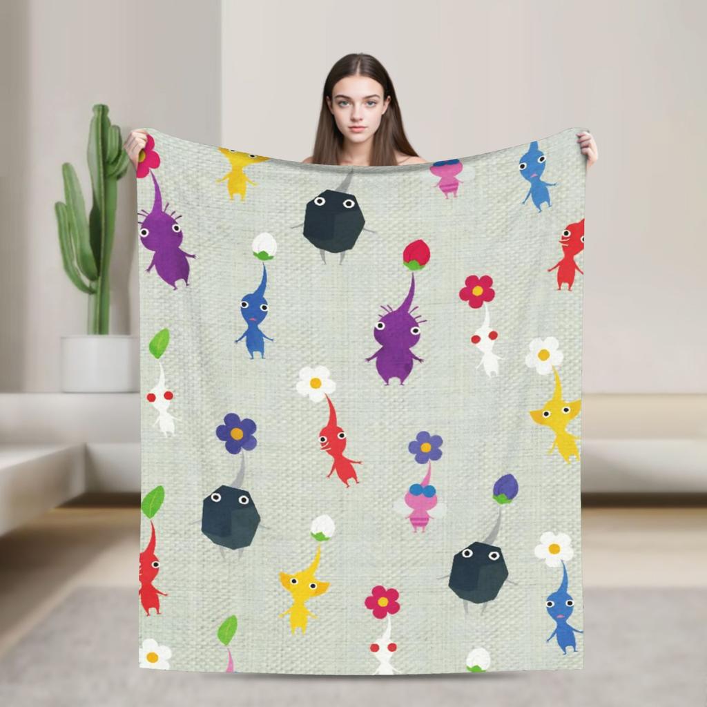 Pikmin Game Blanket  Super Soft Fluffy Plush Throw Blanket For Couch Bed Airplane Travel Flannel Bedspread Bed Cover