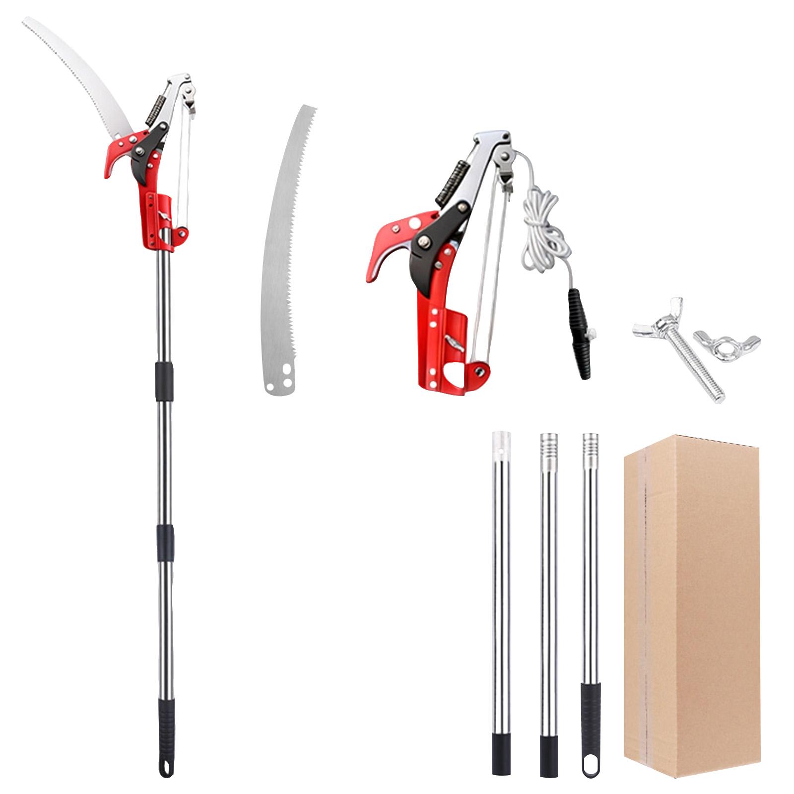 

Telescopic Pole Pruner with 2 in 1 Saw and Pruning Shears Extendable Garden Tree Branch Cutter with Replacement Saw Blade and Rope Mechanism