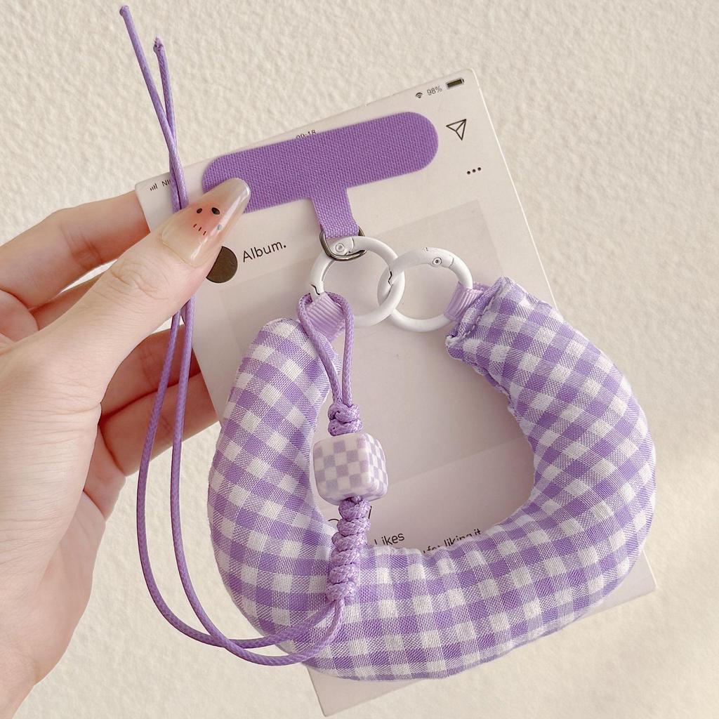 Japanese & Korean Color Block Plaid Handmade C-Shaped Wrist Accessory Ornament