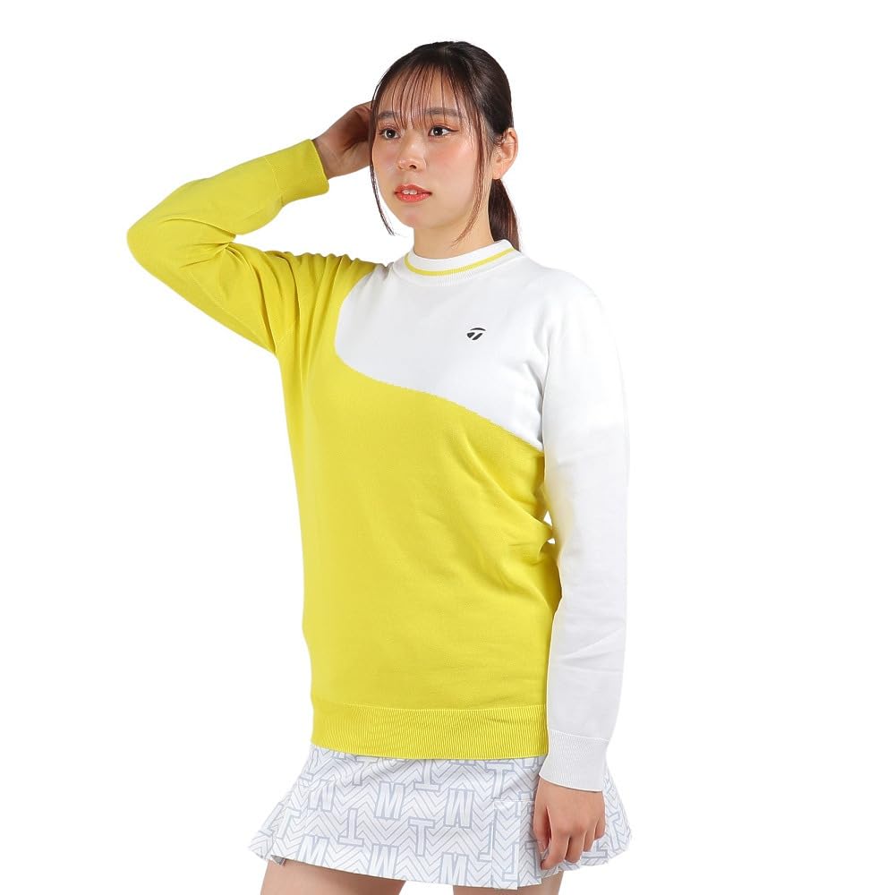 TaylorMade Asymmetrical Mock Sweater, Yellow, Size L, Women's, 2023FW, TL118