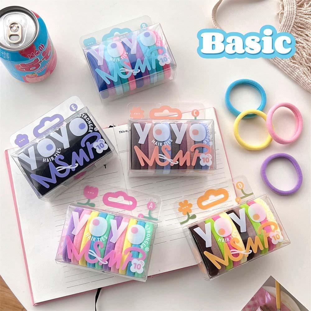 

10Pcs/set Seamless High Elastic Color Hair Rope Korean Style Headwear Elastic Hair Ring Kids StyleB
