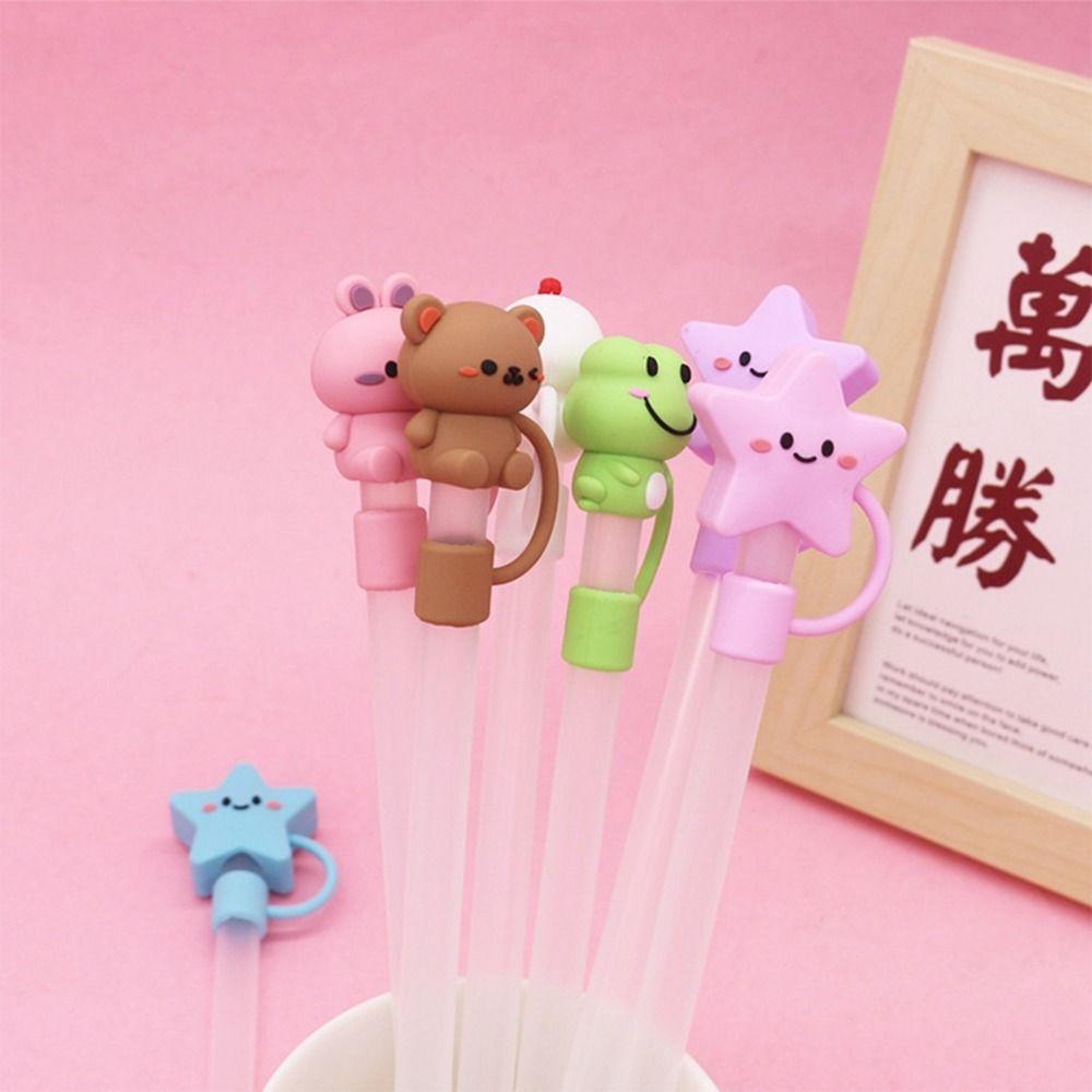 1Pcs Reusable Star Shape Silicone Straw Tips Drinking Dust Cap Splash Proof Plugs Cover Cup Accessories 10mm Straw Sealing Tools
