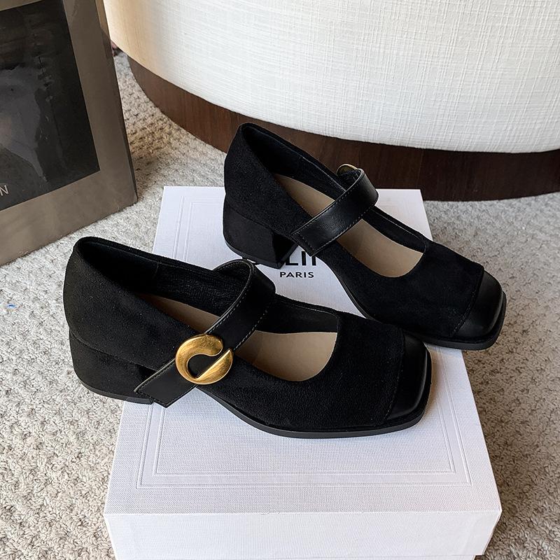 French retro Mary Jane women's shoes thick heels single shoes 2025 new spring and summer gentle matching skirt evening high heels