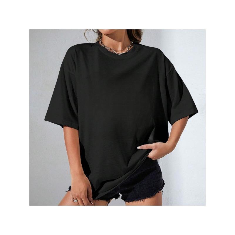 180g-262g Women'S| "I Believe In Angels" Black Casual Short Sleeved Round Neck Top, Suitable for Spring and Summer, Machine Washable, Bold Text Style