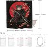Japanese Samurai Black Cat Bathroom Shower Curtain Cherry Blossom Cool Funny Hilarious Black Polyester Fabric 12 Plastic Hooks